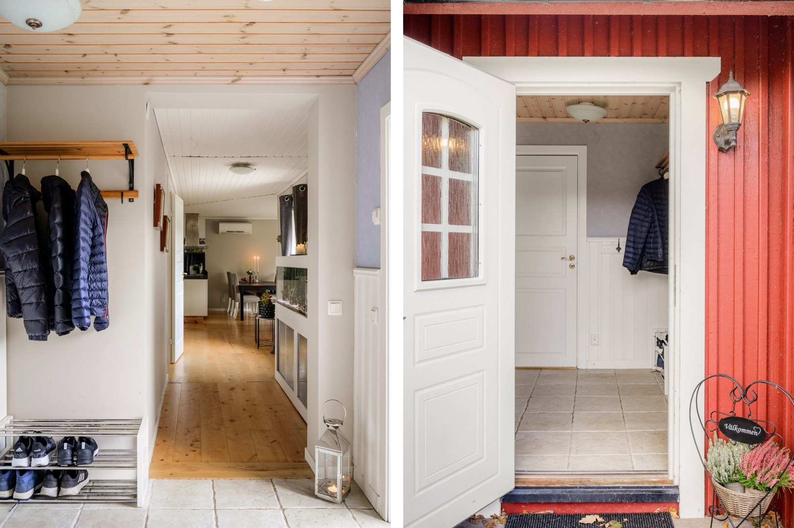 Välplanerad hall med separat klädkammare