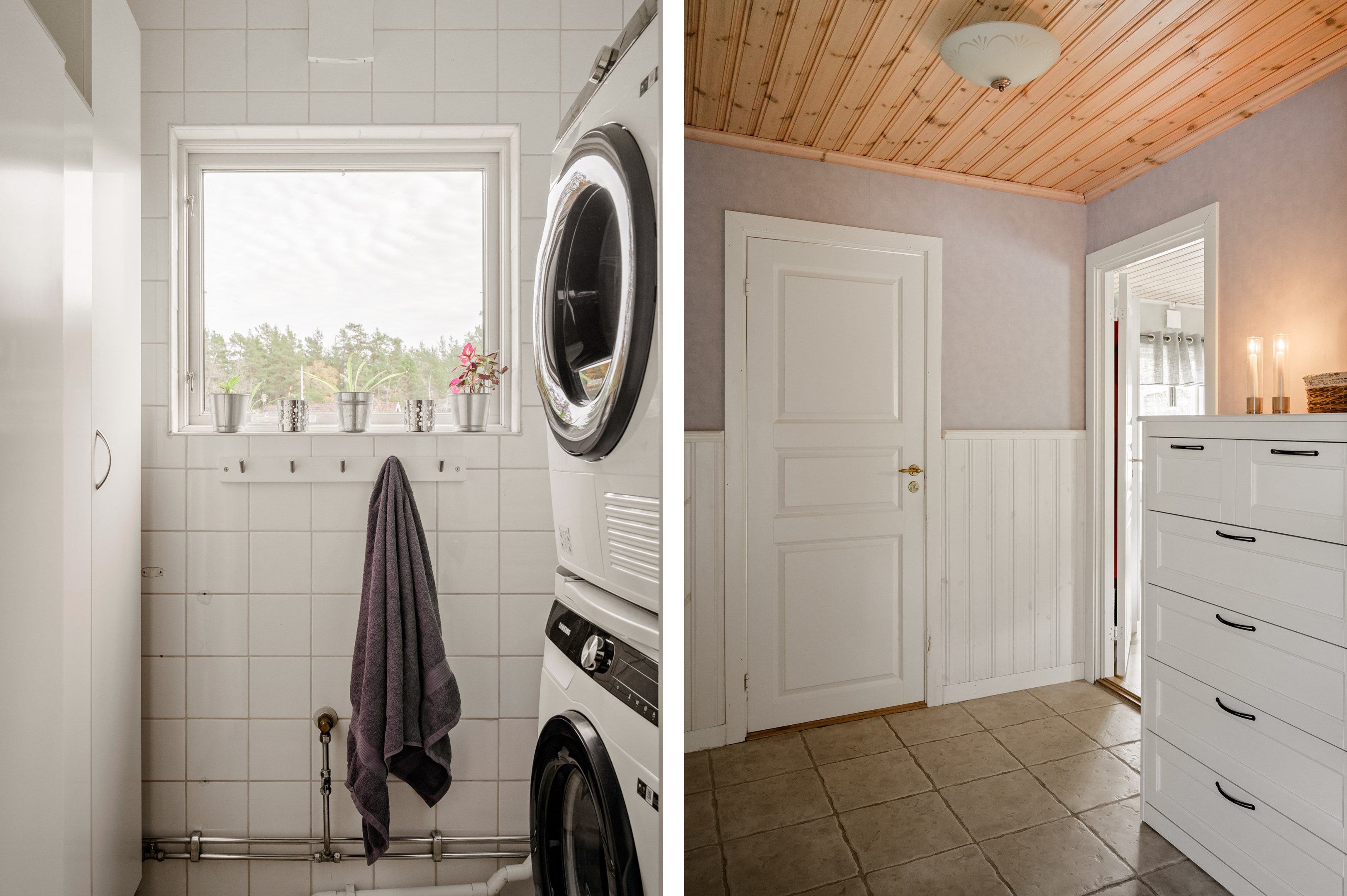 Tvättstuga med tvättmaskin och torktumlare