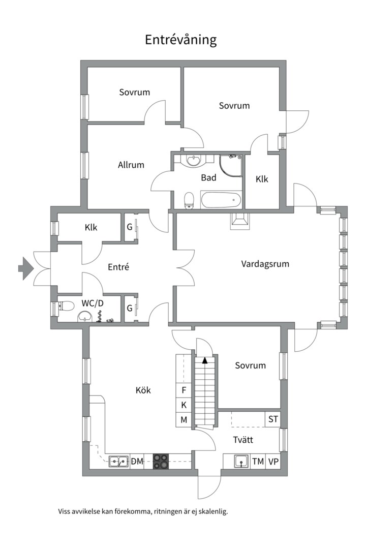 Planlösning från Uttervägen 11, Såld i Insjön, Nacka