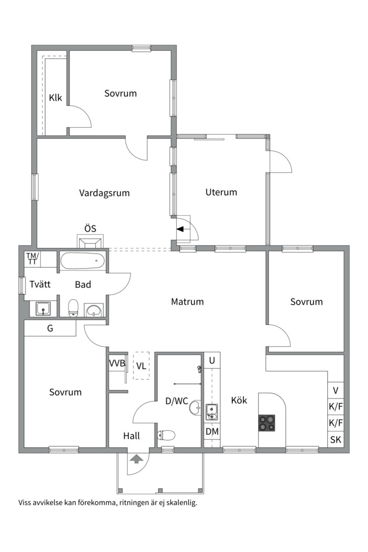 Planlösning från Brisvägen 1, Såld i Mensättra, Nacka