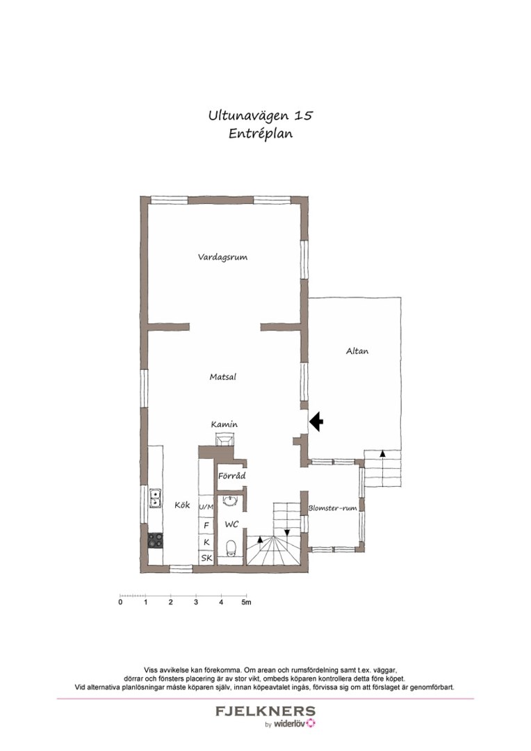 Planlösning från Ultunavägen 15, Såld i Bromma - Norra Ängby, Stockholm