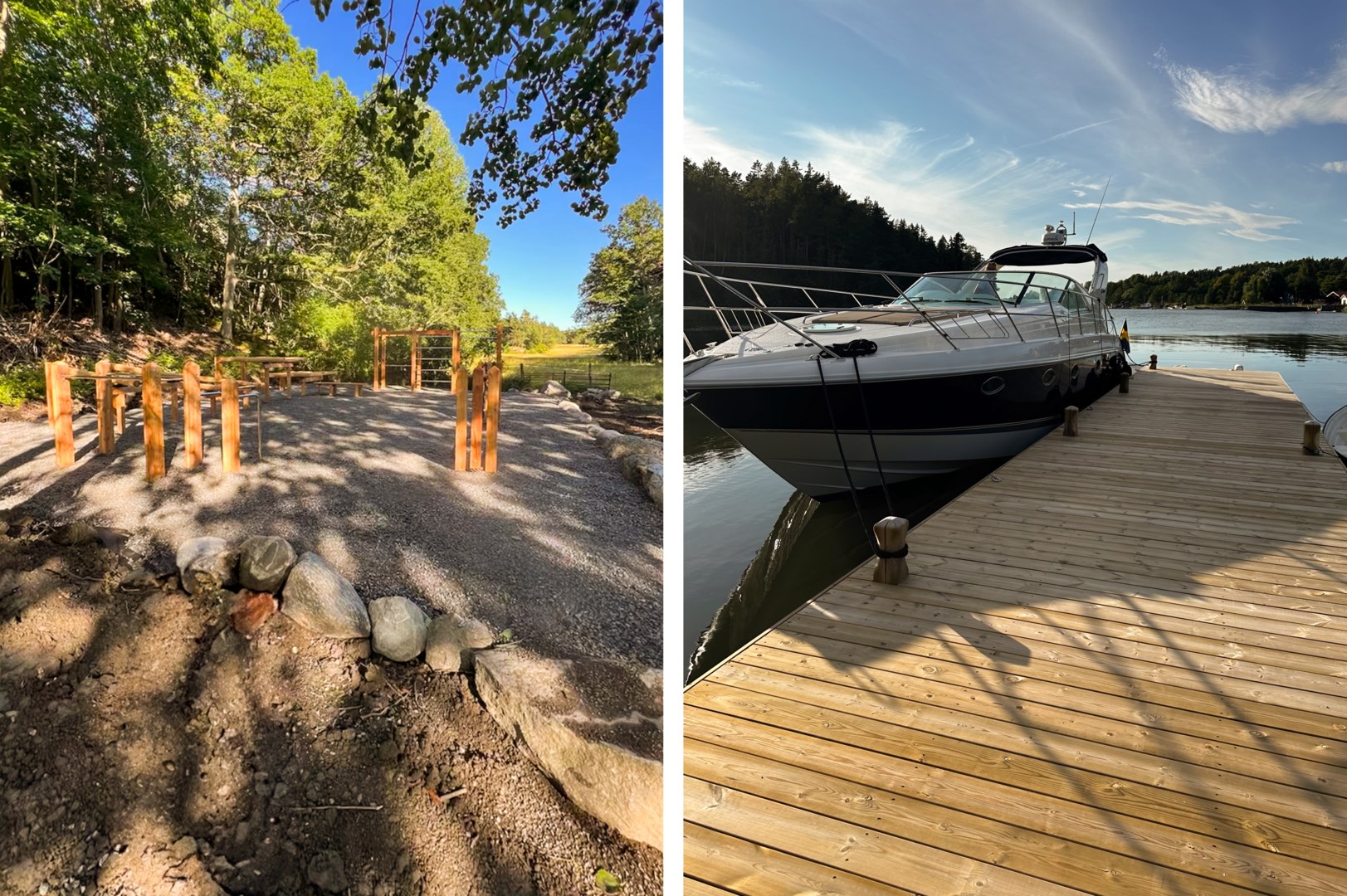 Utegym / Den nybyggda bryggan i Långsundaviken