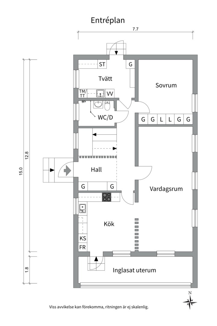 Planlösning från Isgrena 23, Såld i Bälinge, Uppsala