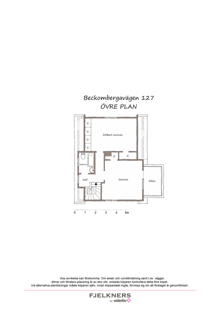 Planlösning från Beckombergavägen 127, Såld i Bromma - Norra Ängby, Stockholm