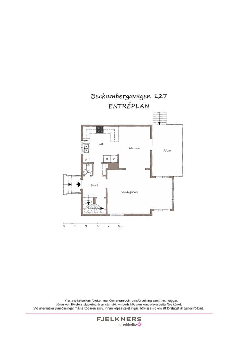 Planlösning från Beckombergavägen 127, Såld i Bromma - Norra Ängby, Stockholm