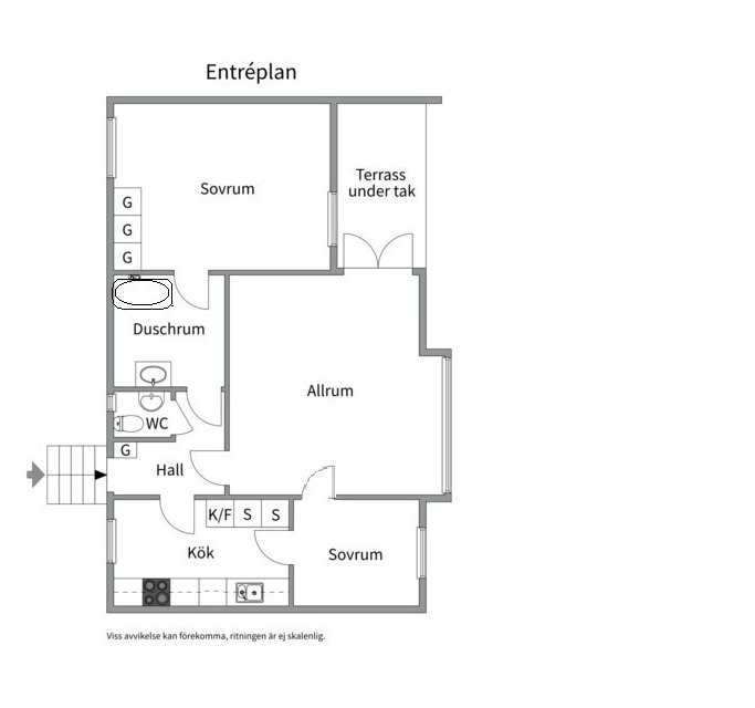 Planlösning från Thun-Ollevägen 13, Såld i Gustavsberg - Lugnet/Björnkärret, Värmdö