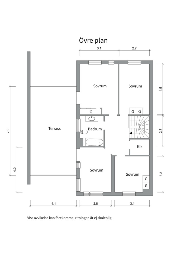 Planlösning från Storskiftesvägen 9, Såld i Valsätra, Uppsala