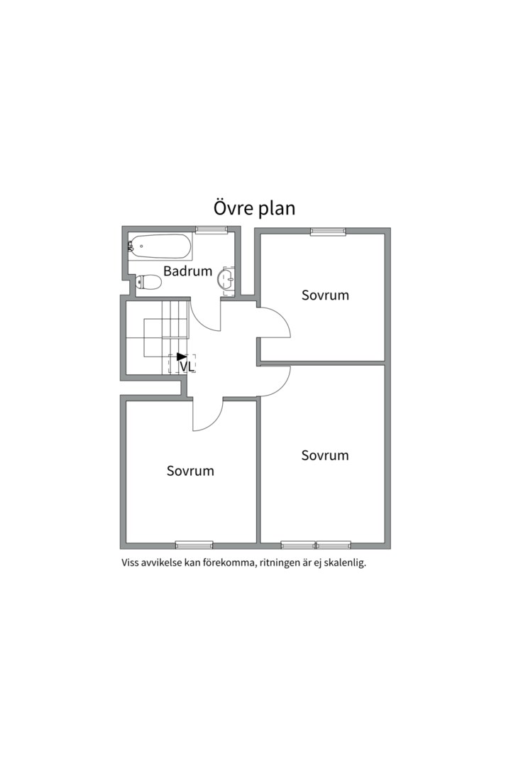 Planlösning från Flugsnapparvägen 26, Såld i Älta, Nacka