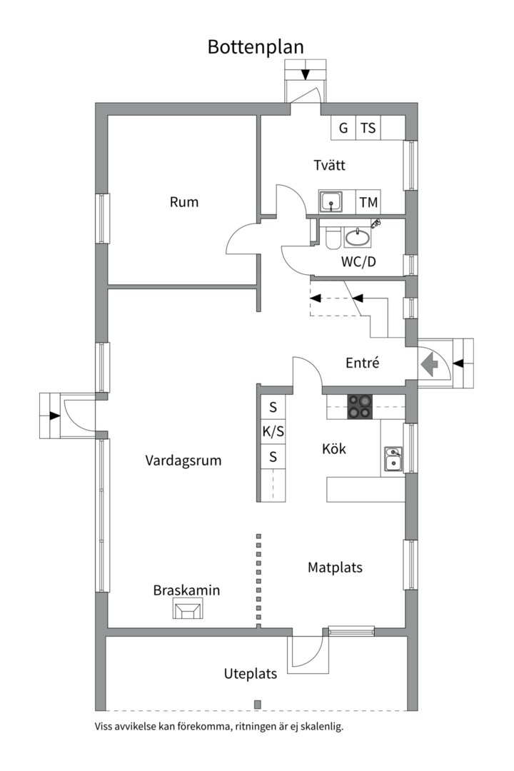 Planlösning från Vitkålsgatan 111, Såld i Årsta, Uppsala
