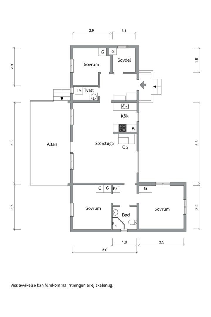 Planlösning från Funbo-Hovgården 13, Såld i Marielund, Uppsala