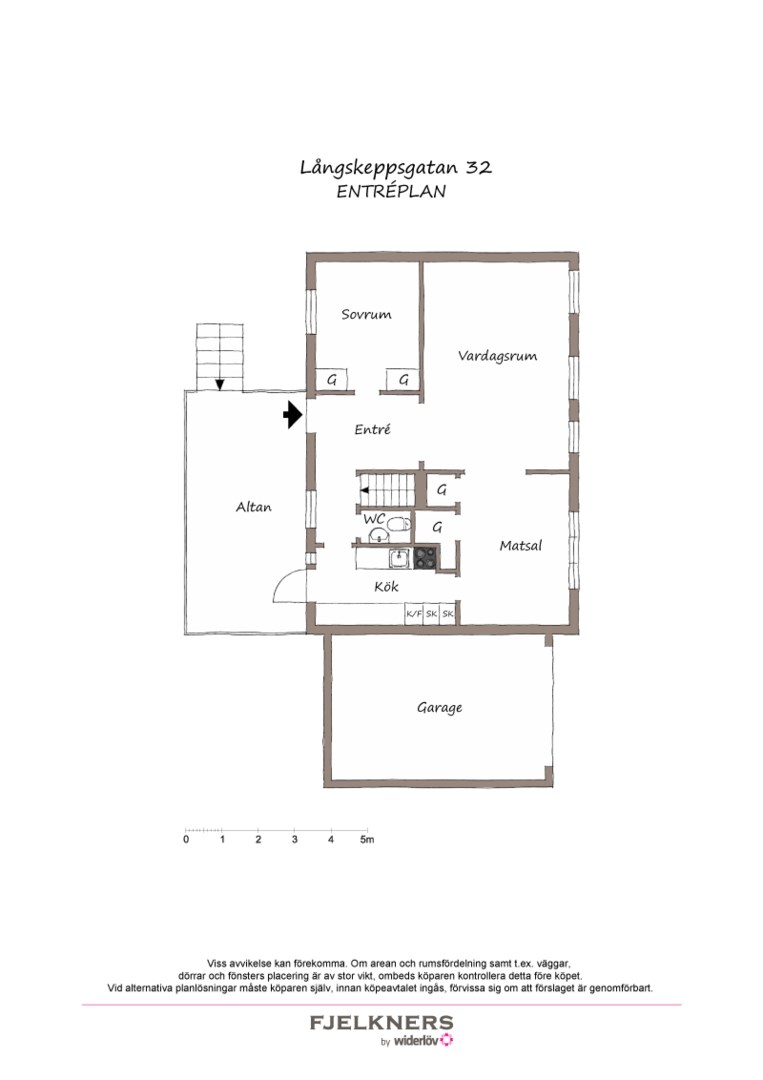 Planlösning från Långskeppsgatan 32, Såld i Bromma - Norra Ängby, Stockholm