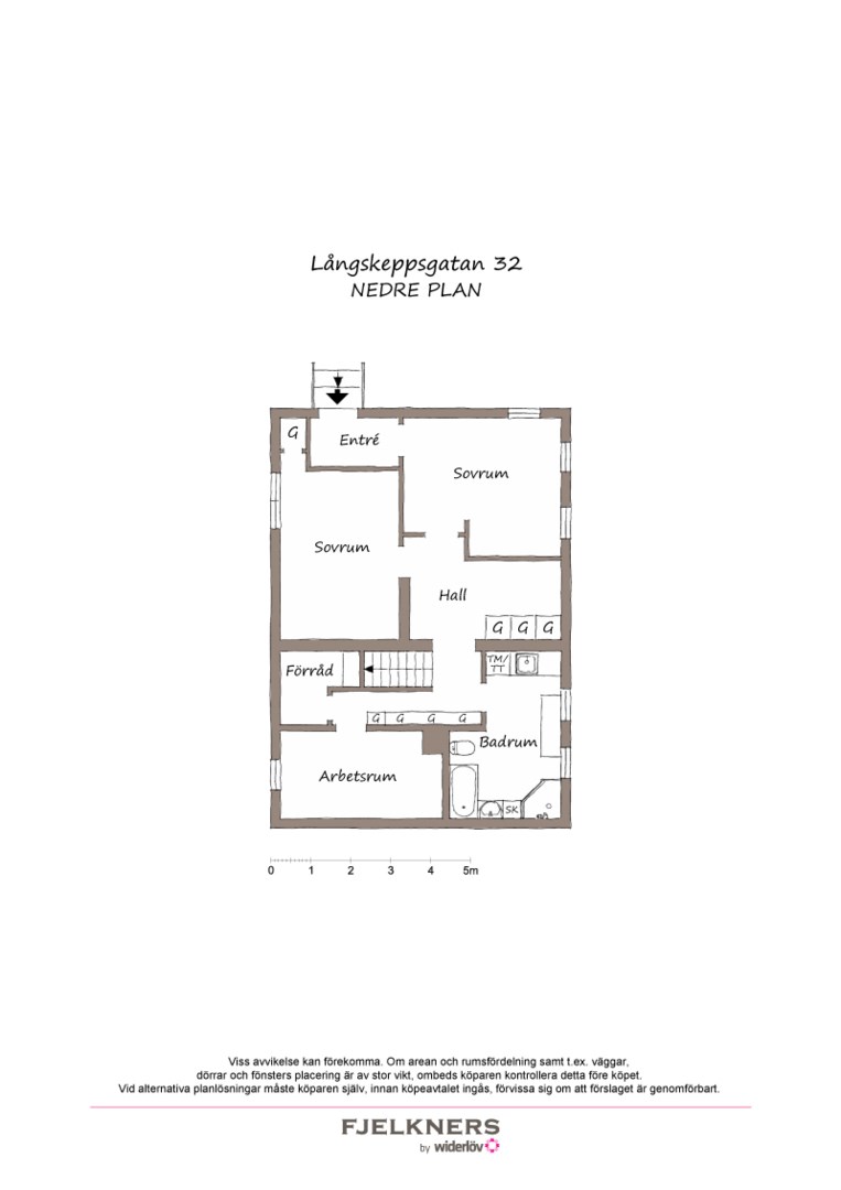 Planlösning från Långskeppsgatan 32, Såld i Bromma - Norra Ängby, Stockholm