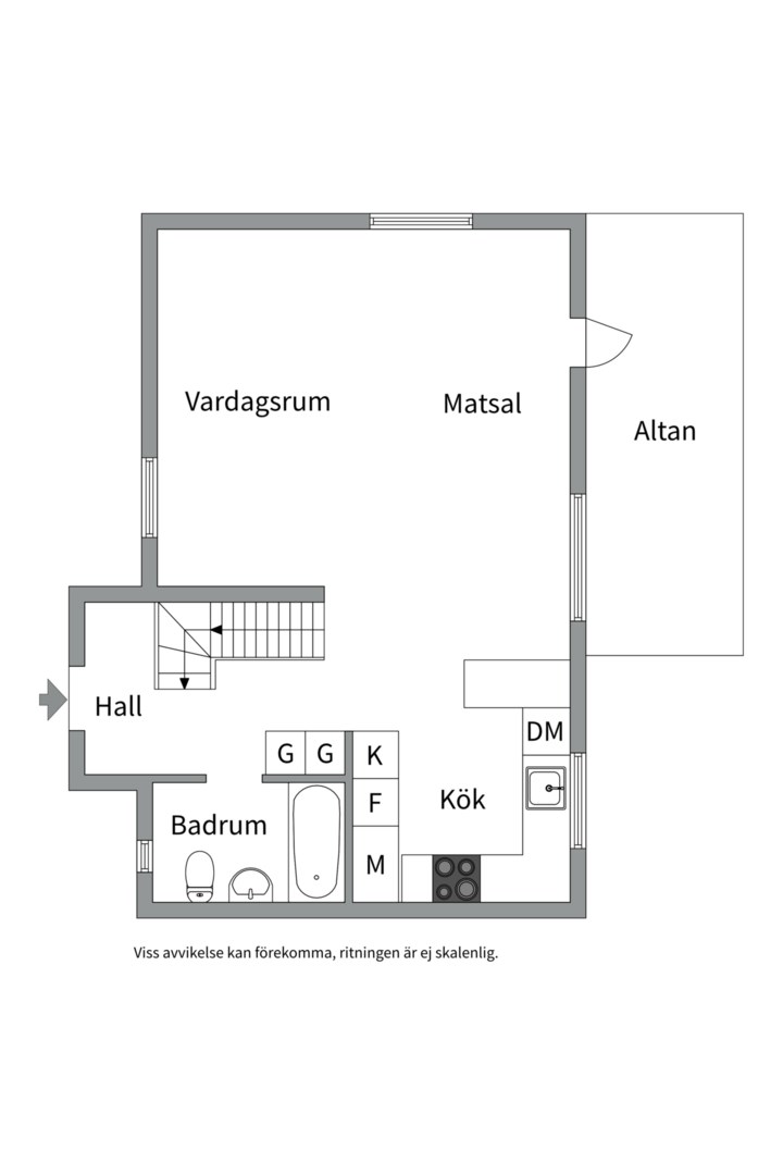 Planlösning från Åbroddsvägen 38, Såld i Kummelnäs, Nacka