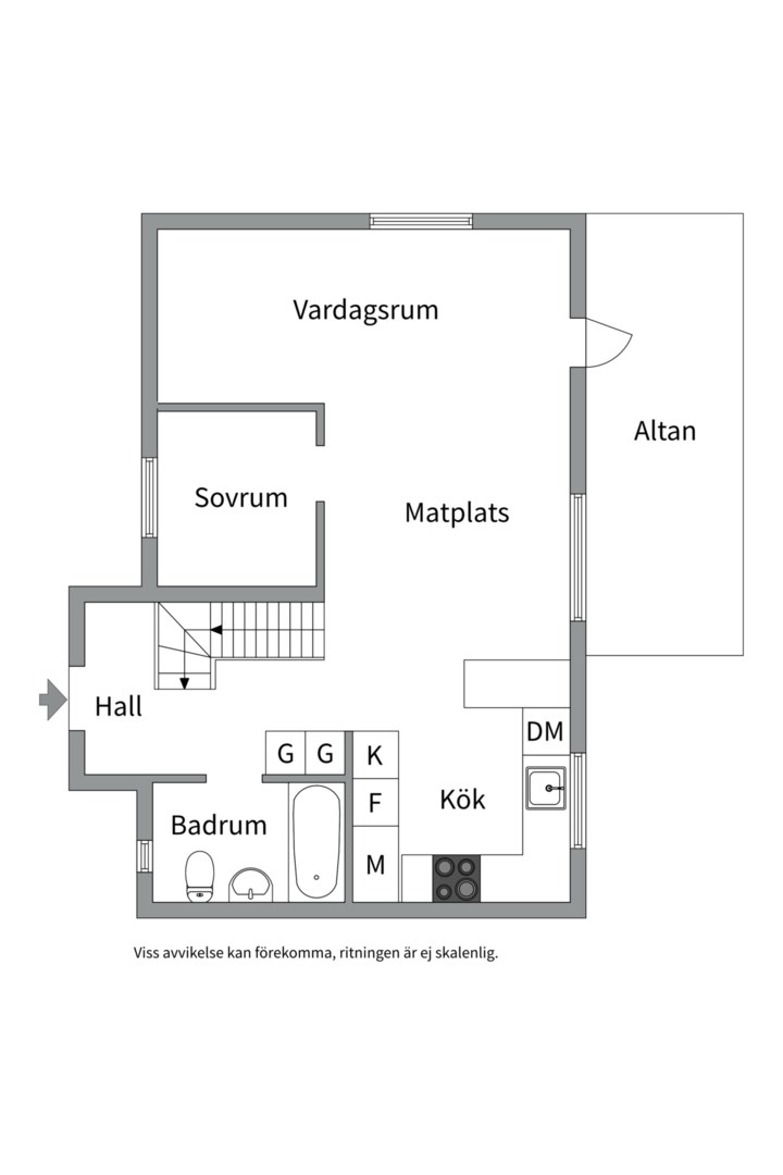 Planlösning från Åbroddsvägen 38, Såld i Kummelnäs, Nacka