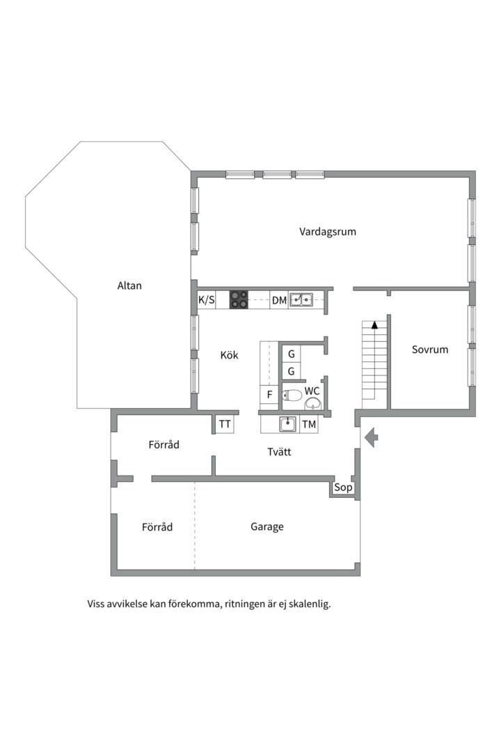 Planlösning från Aspvägen 2, Såld i Hökåsen, Västerås