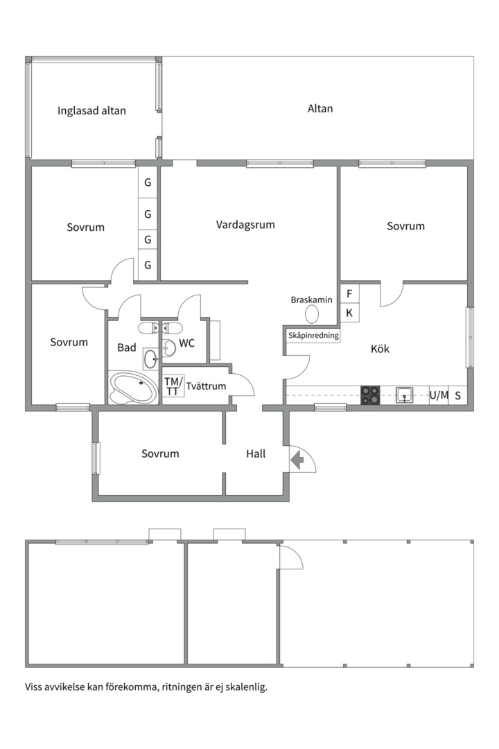 Planlösning från Vängelinsvägen 7, Såld i Storvreta, Uppsala