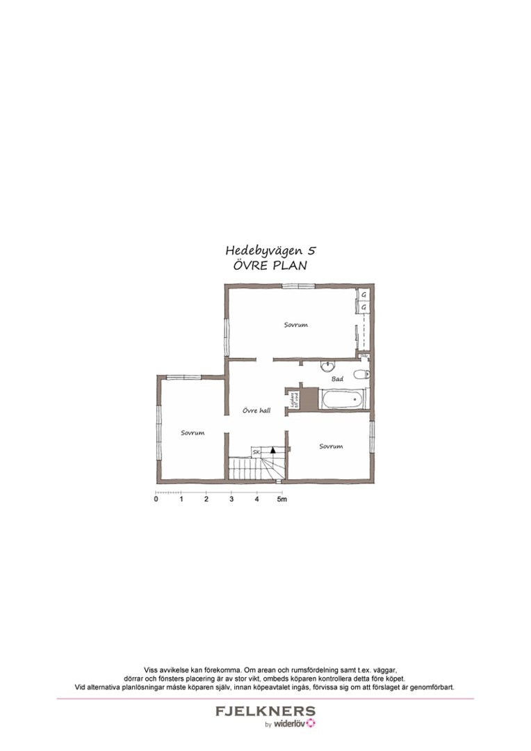 Planlösning från Hedebyvägen 5, Såld i Bromma - Norra Ängby, Stockholm
