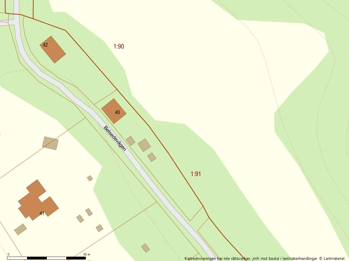 Tomtkarta Betsedevägen 40 - Betsede 1:91