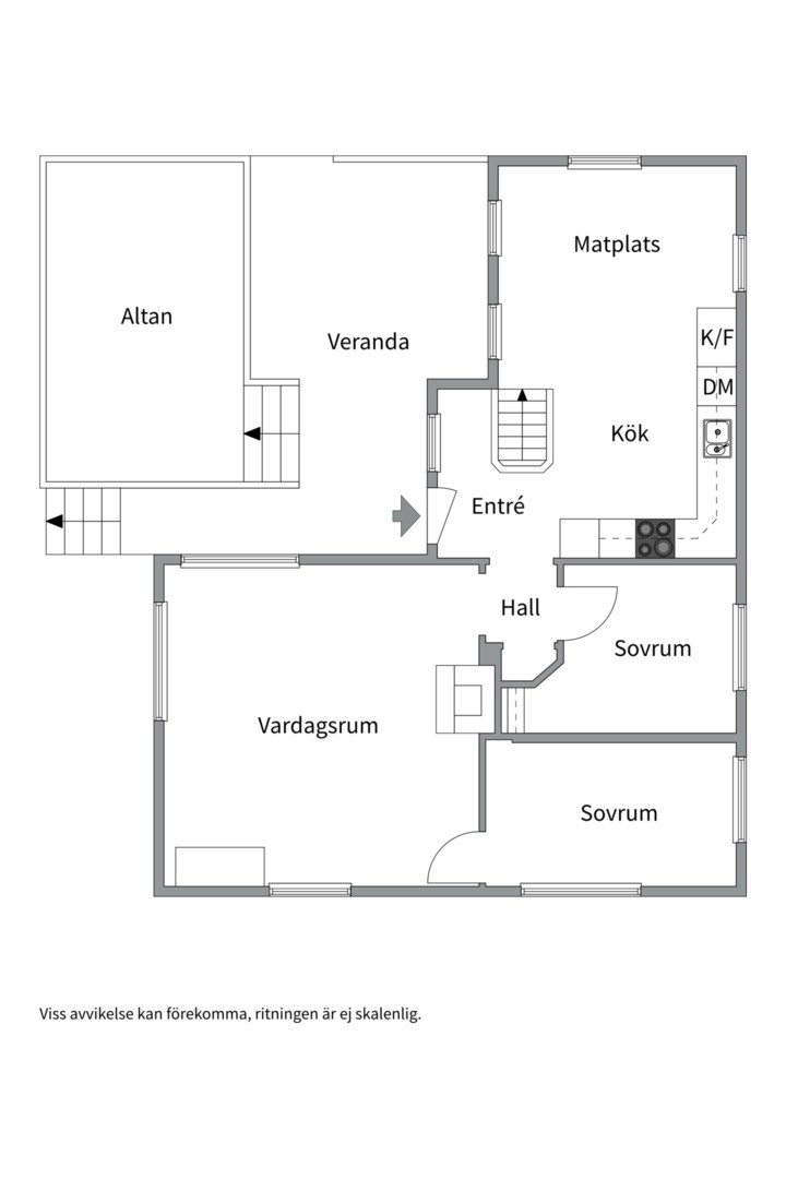 Planlösning från Boo strandväg 38, Såld i Eriksvik, Nacka