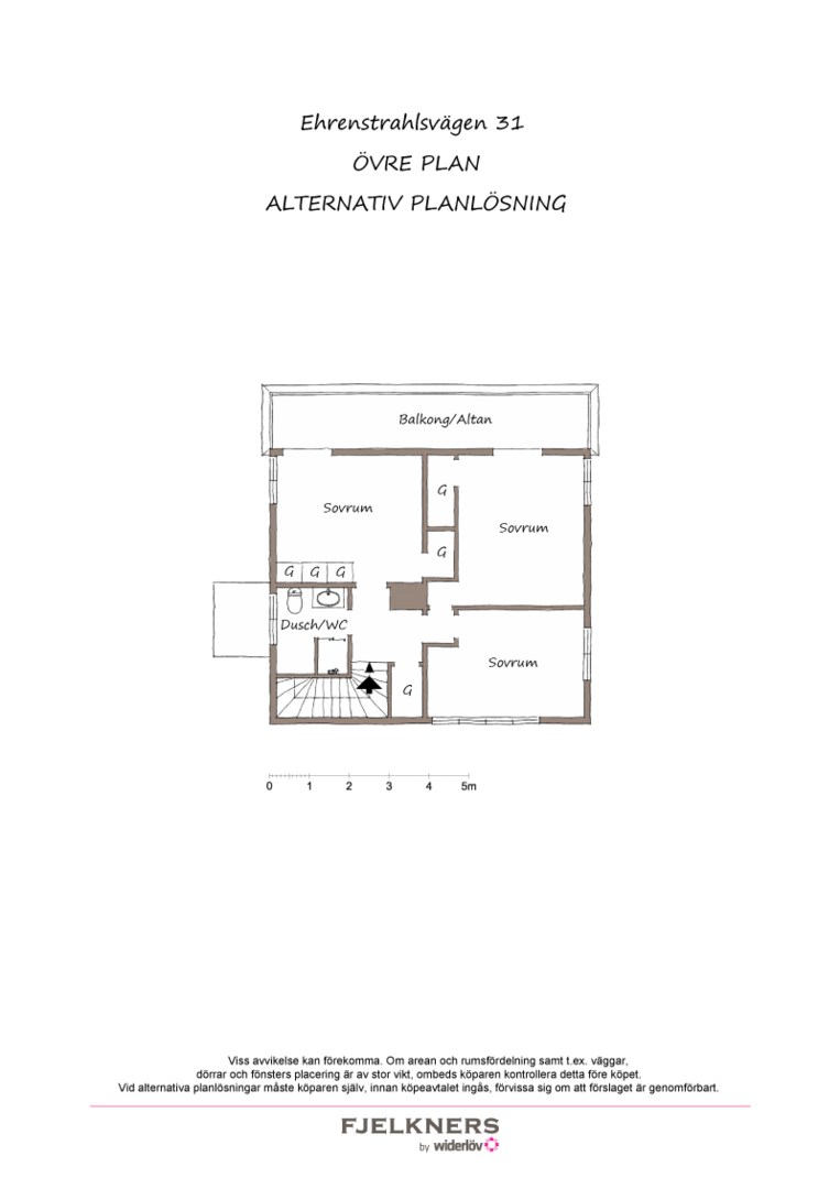 Planlösning från Ehrenstrahlsvägen 31, Såld i Bromma - Södra Ängby, Stockholm