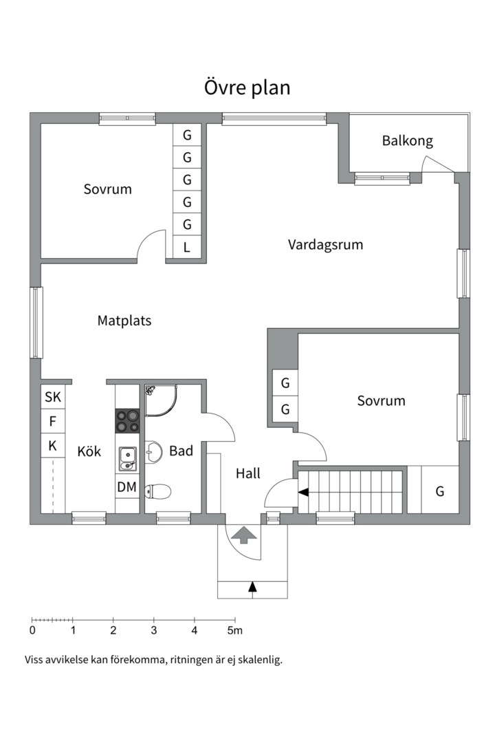 Planlösning från Lännalöt 15, Såld i Länna, Uppsala