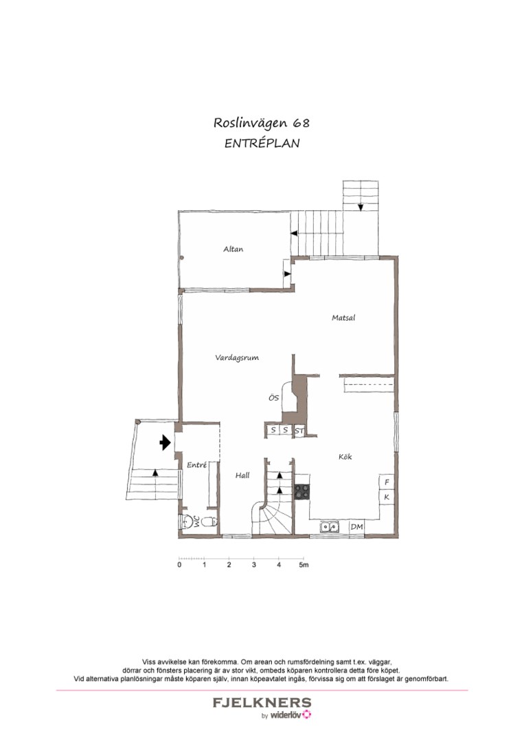 Planlösning från Roslinvägen 68, Såld i Bromma - Södra Ängby, Stockholm