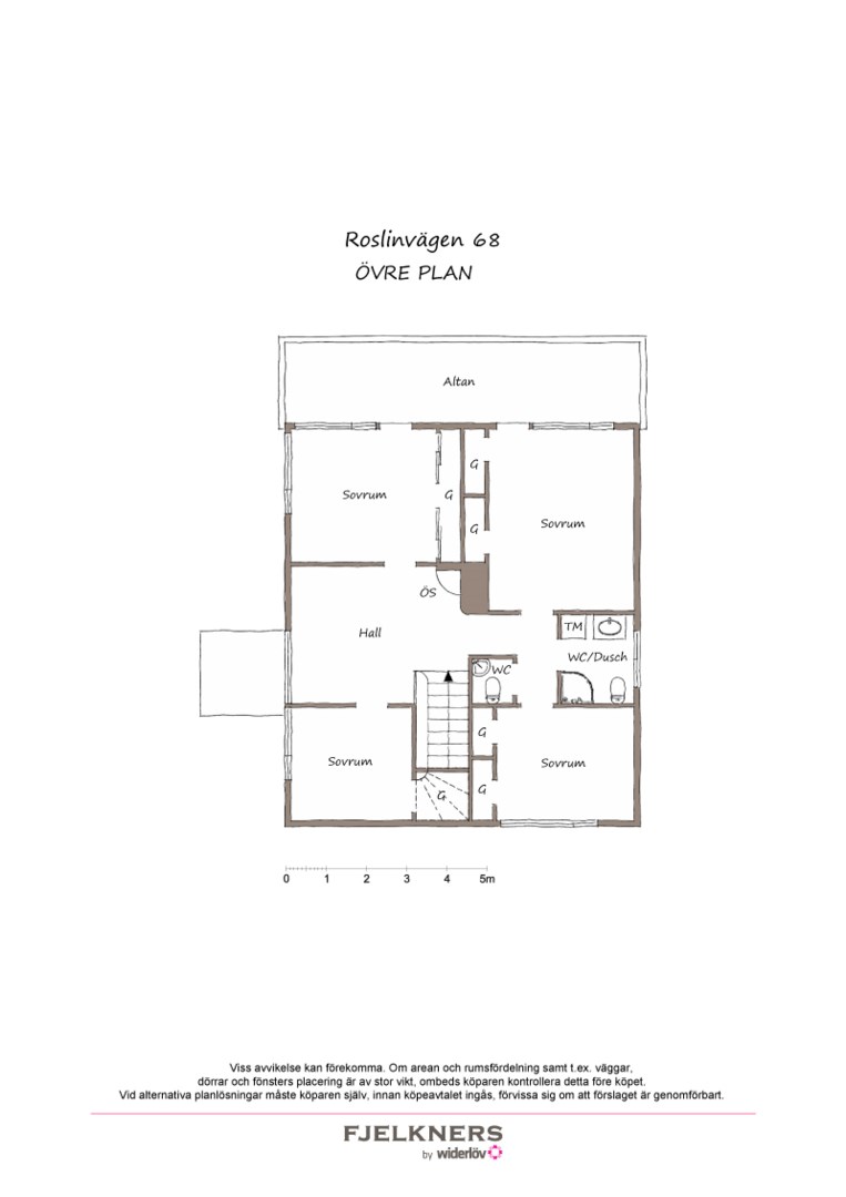 Planlösning från Roslinvägen 68, Såld i Bromma - Södra Ängby, Stockholm