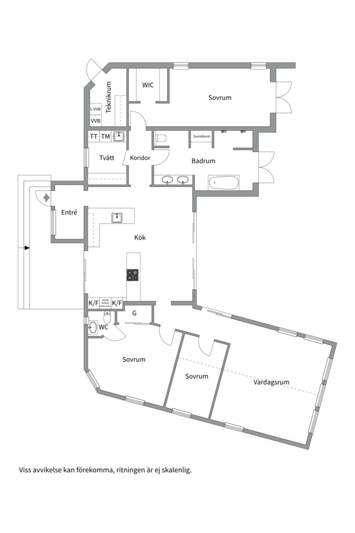 Planlösning från Karbovägen 1, Såld i Kummelnäs, Nacka