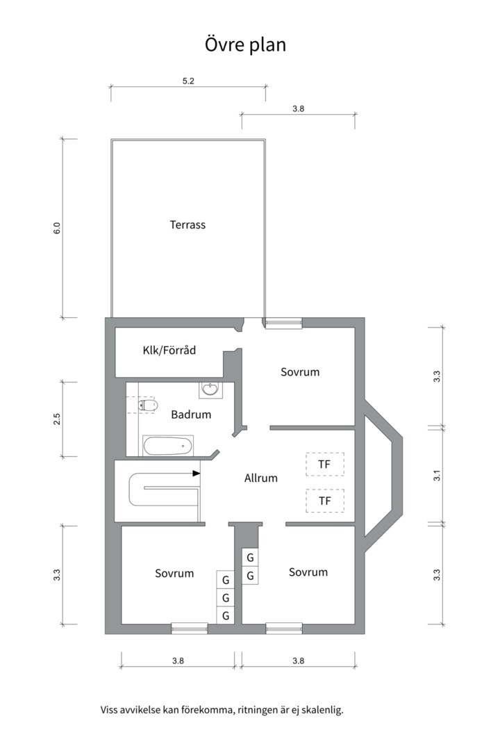 Planlösning från Violvägen 6, Kommande i Lövstalöt, Uppsala