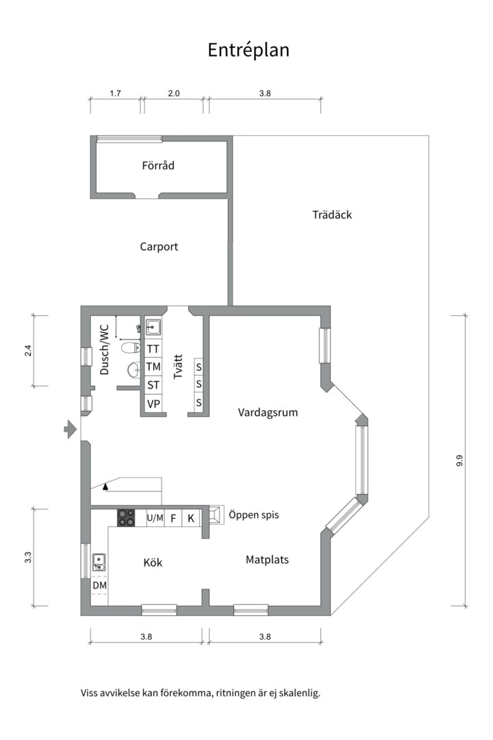 Planlösning från Violvägen 6, Kommande i Lövstalöt, Uppsala