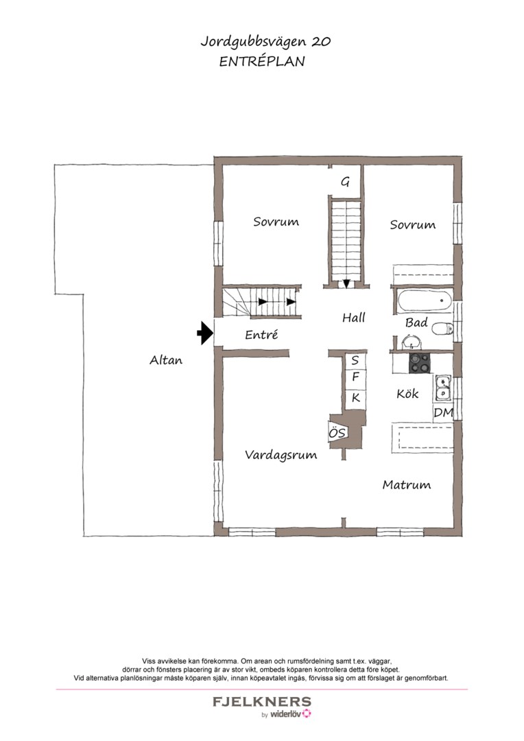 Planlösning från Jordgubbsvägen 20, Till salu i Bromma - Eneby, Stockholm