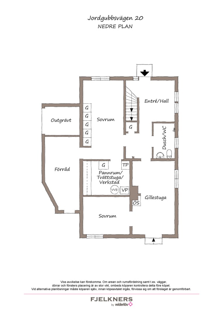 Planlösning från Jordgubbsvägen 20, Till salu i Bromma - Eneby, Stockholm