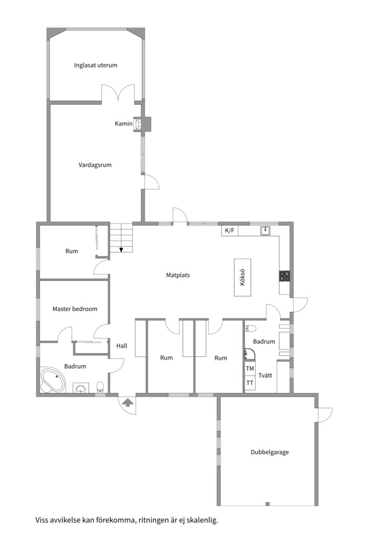 Planlösning från Möjavägen 13, Såld i Krokhöjden, Nacka