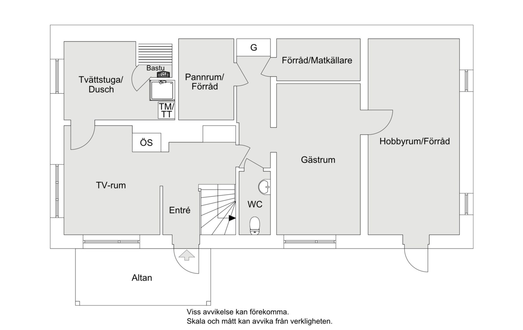 Planlösning från Lokevägen 18A, Såld i Lännersta, Nacka