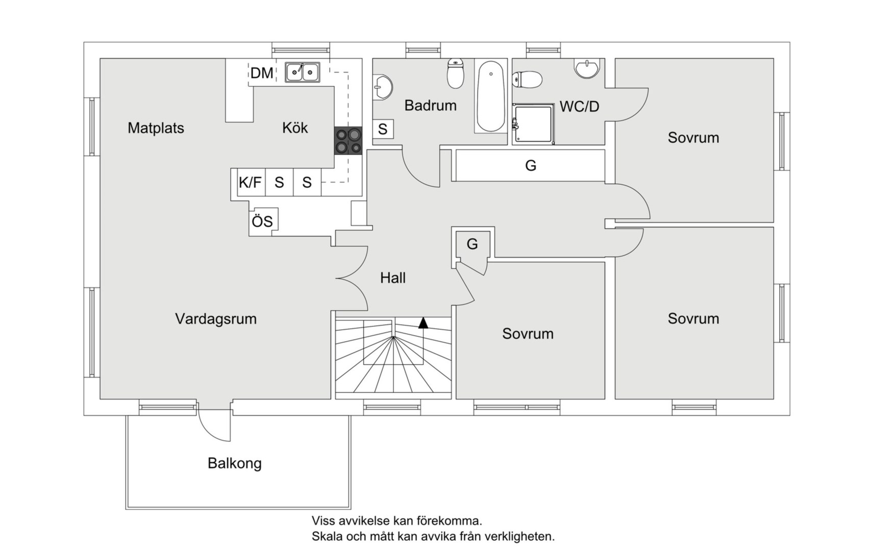 Planlösning från Lokevägen 18A, Såld i Lännersta, Nacka