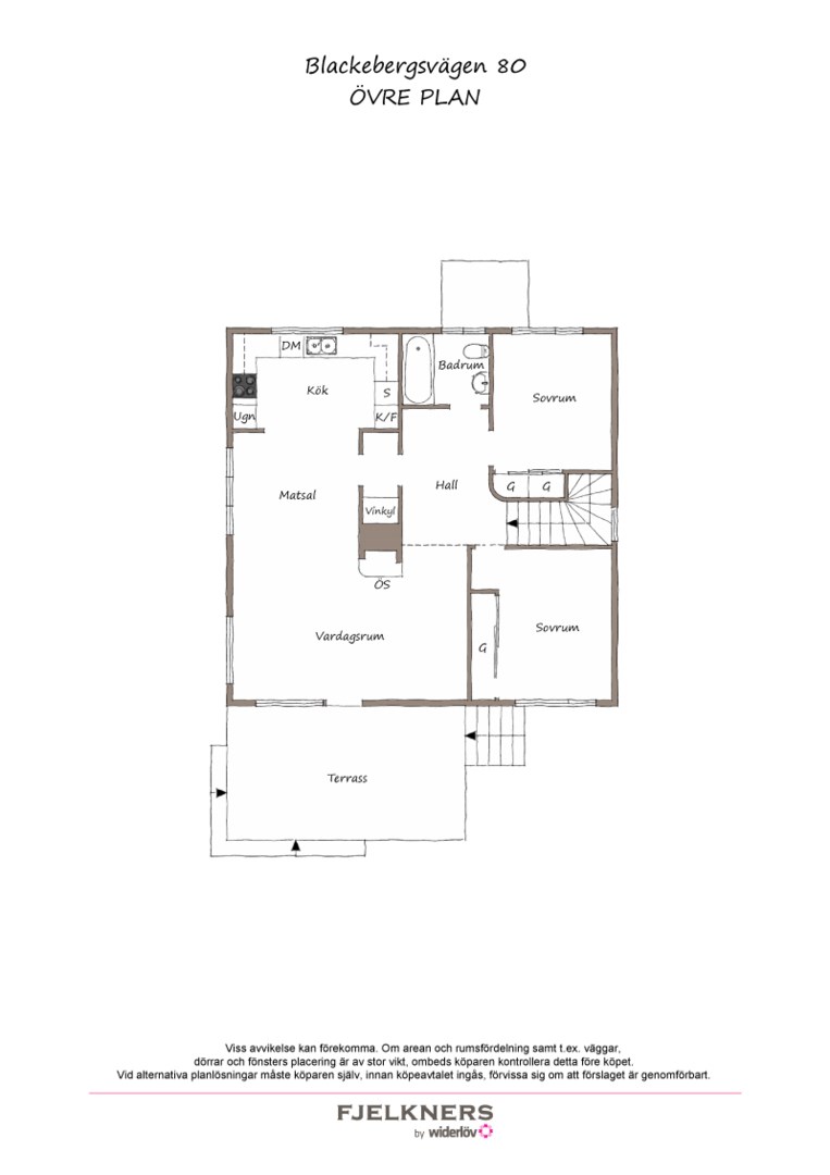 Planlösning från Blackebergsvägen 80, Såld i Bromma - Södra Ängby, Stockholm