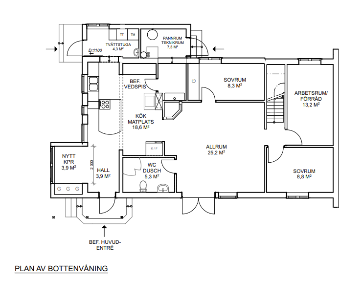 Planlösning från Svärtgärdsvägen 25, Såld i Fagerholm, Värmdö