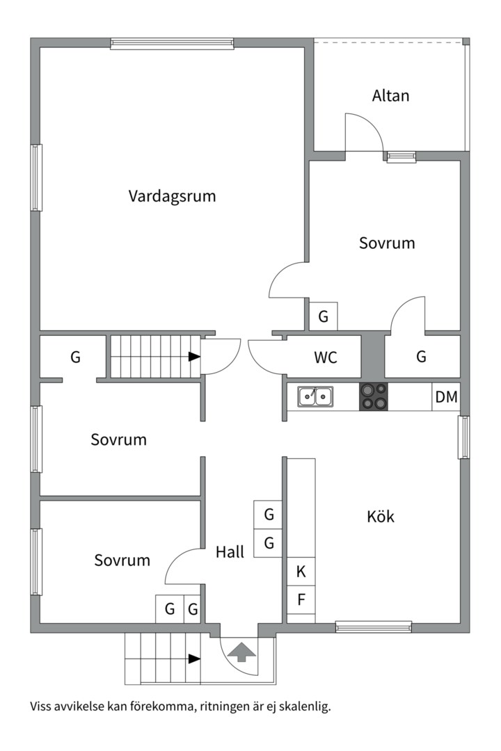 Planlösning från Falkvägen 2, Såld i Vega, Västerås