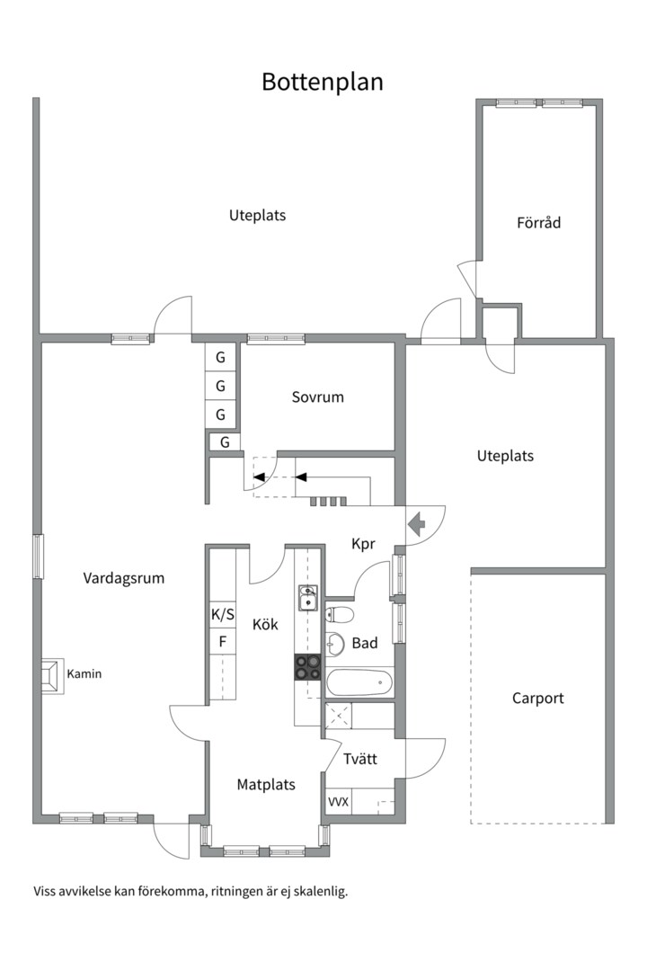 Planlösning från Nöthårsvägen 2, Såld i Nåntuna, Uppsala