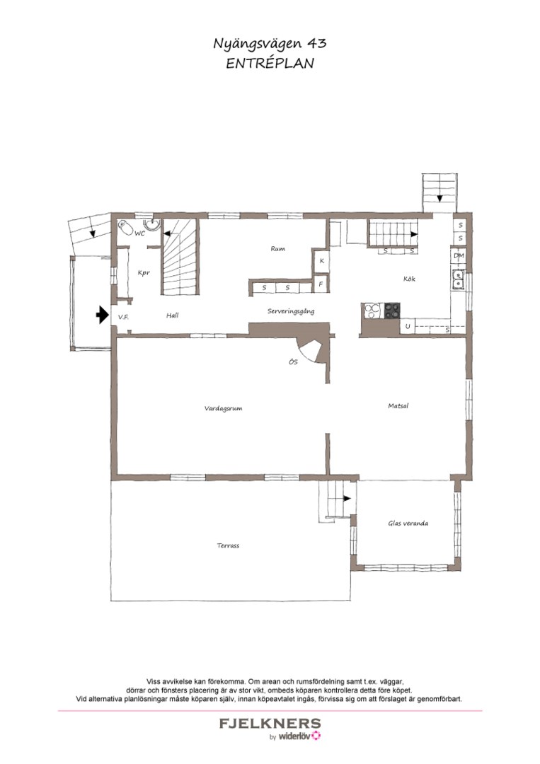 Planlösning från Nyängsvägen 43, Till salu i Bromma - Smedslätten, Stockholm