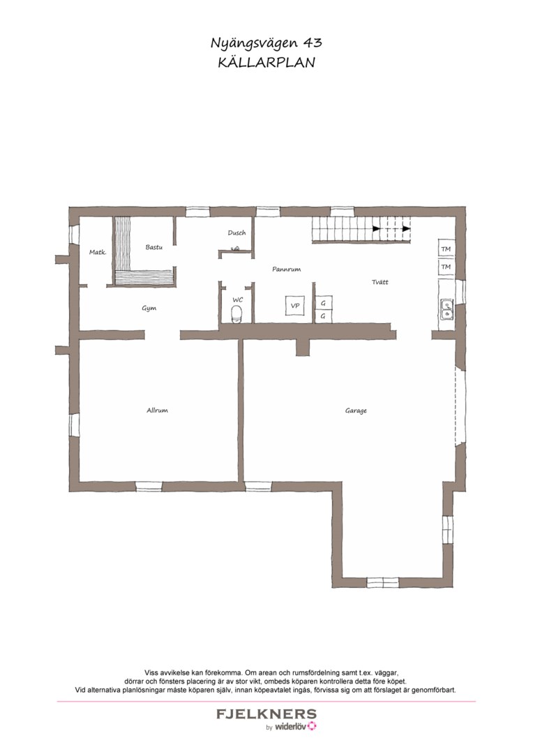 Planlösning från Nyängsvägen 43, Till salu i Bromma - Smedslätten, Stockholm