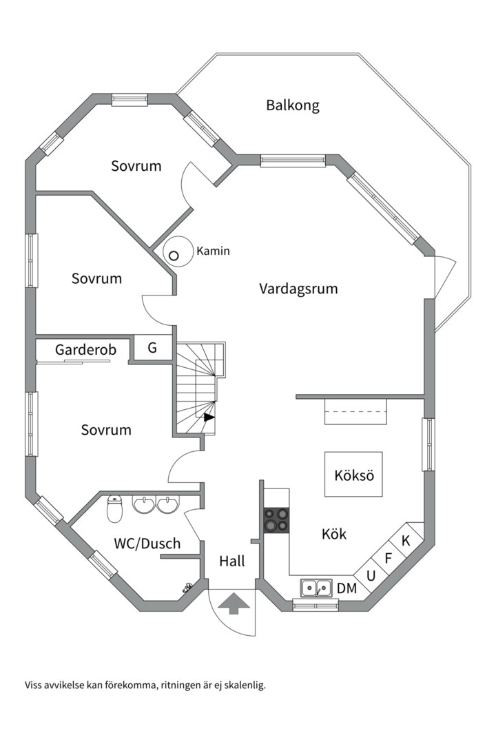 Planlösning från Norrstigen 4B, Såld i Boo Gård, Nacka