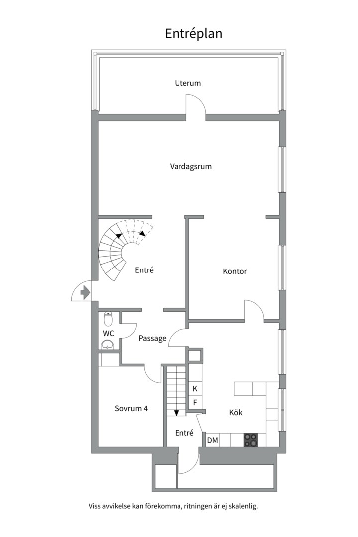 Planlösning från Uddnäsvägen 2, Såld i Gimo, Östhammar