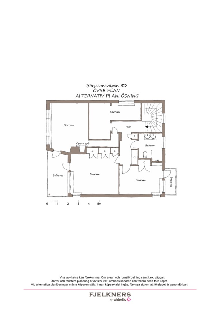 Planlösning från Börjesonsvägen 50, Såld i Bromma - Södra Ängby, Stockholm