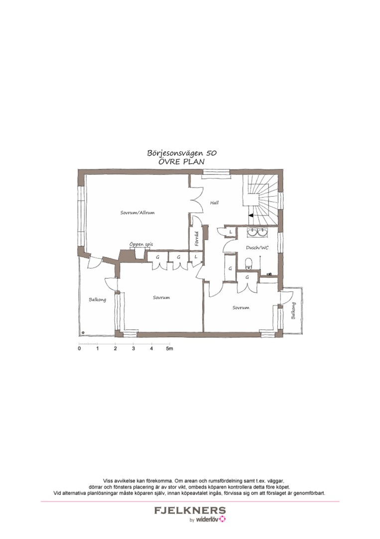 Planlösning från Börjesonsvägen 50, Såld i Bromma - Södra Ängby, Stockholm