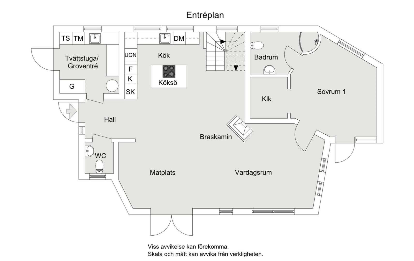 Planlösning från Sportvägen 3A, Såld i Skuru, Nacka