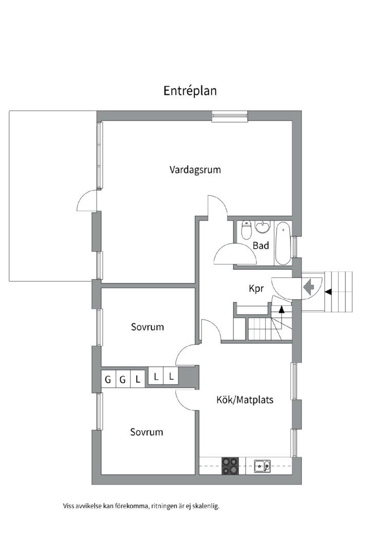 Planlösning från Roskarlsvägen 1, Såld i Sunnersta, Uppsala