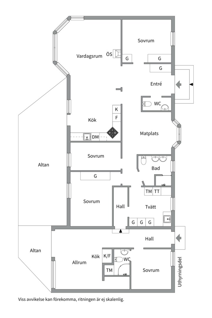 Planlösning från Rälsvägen 57, Såld i Sunnersta, Uppsala