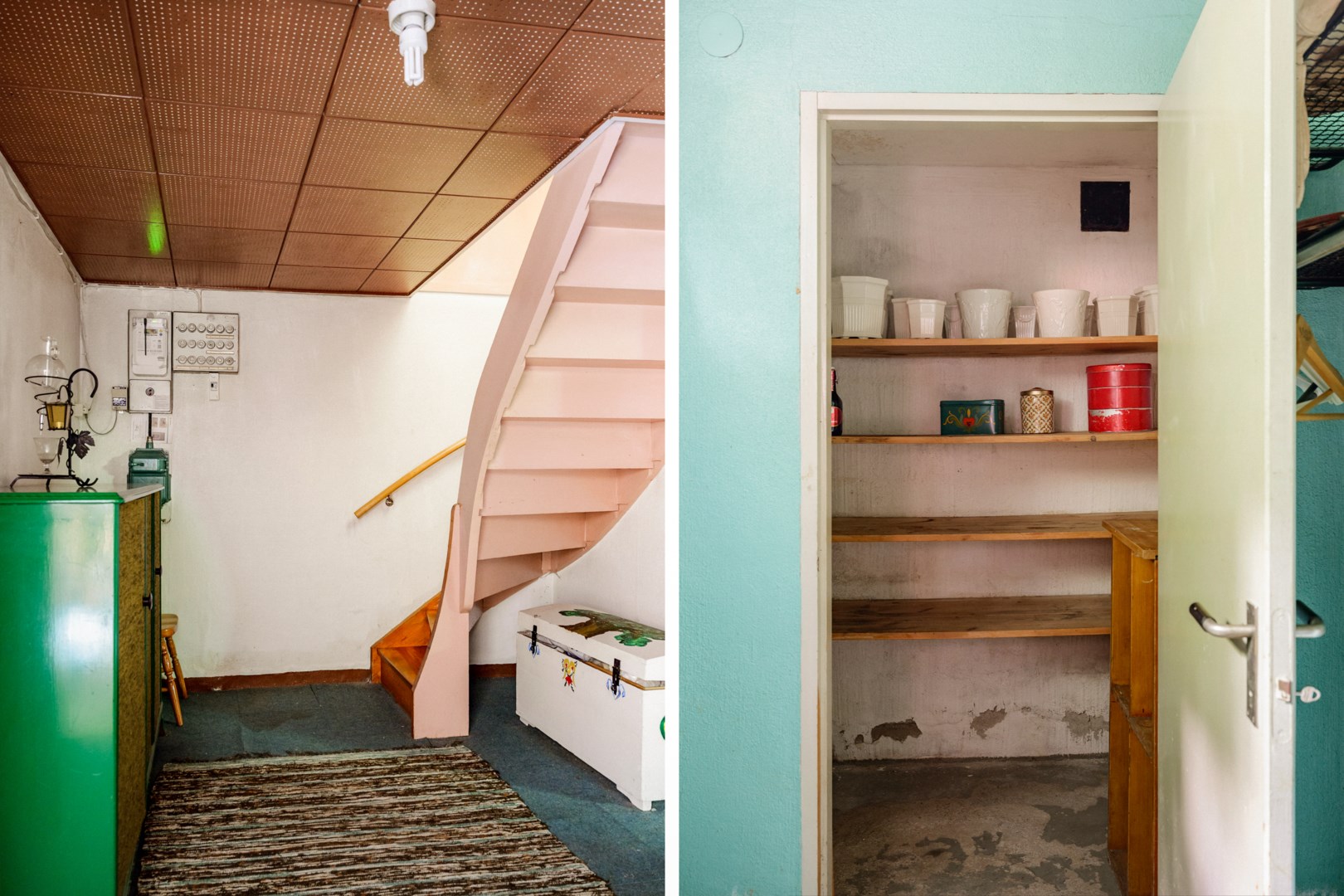 Nedre hall källare samt bild på matkällare