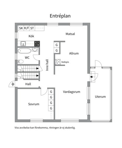 Planlösning från Renvägen 26, Såld i Lugnet, Värmdö